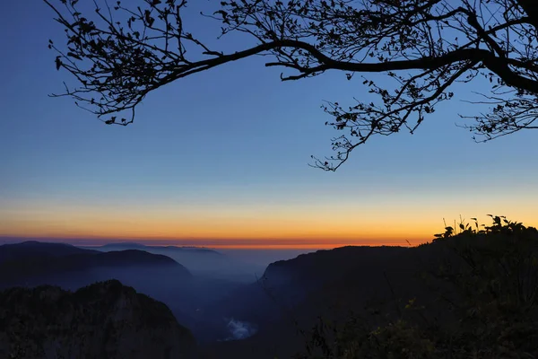 Creux-du-Van or Creux du Van: Rocky Gorge before sunrise — стокове фото