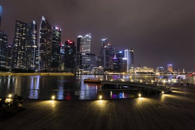 Singapur, 10 Aralık 2017: Skyline Singapur'un ticaret bölgesinin