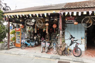 Penang, Malaysia, December 19 2017: Traditional shop in downtown Georgetown clipart