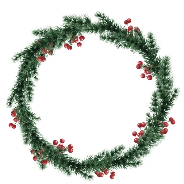 Christmas wreath of fir branches. Round frame for the design of Christmas invitations. — Stock Photo, Image