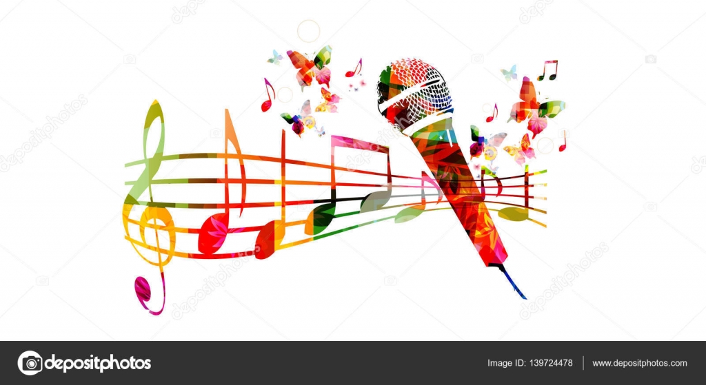 다채로운 마이크와 음악 노트 — 스톡 벡터 © abstract412 139724478