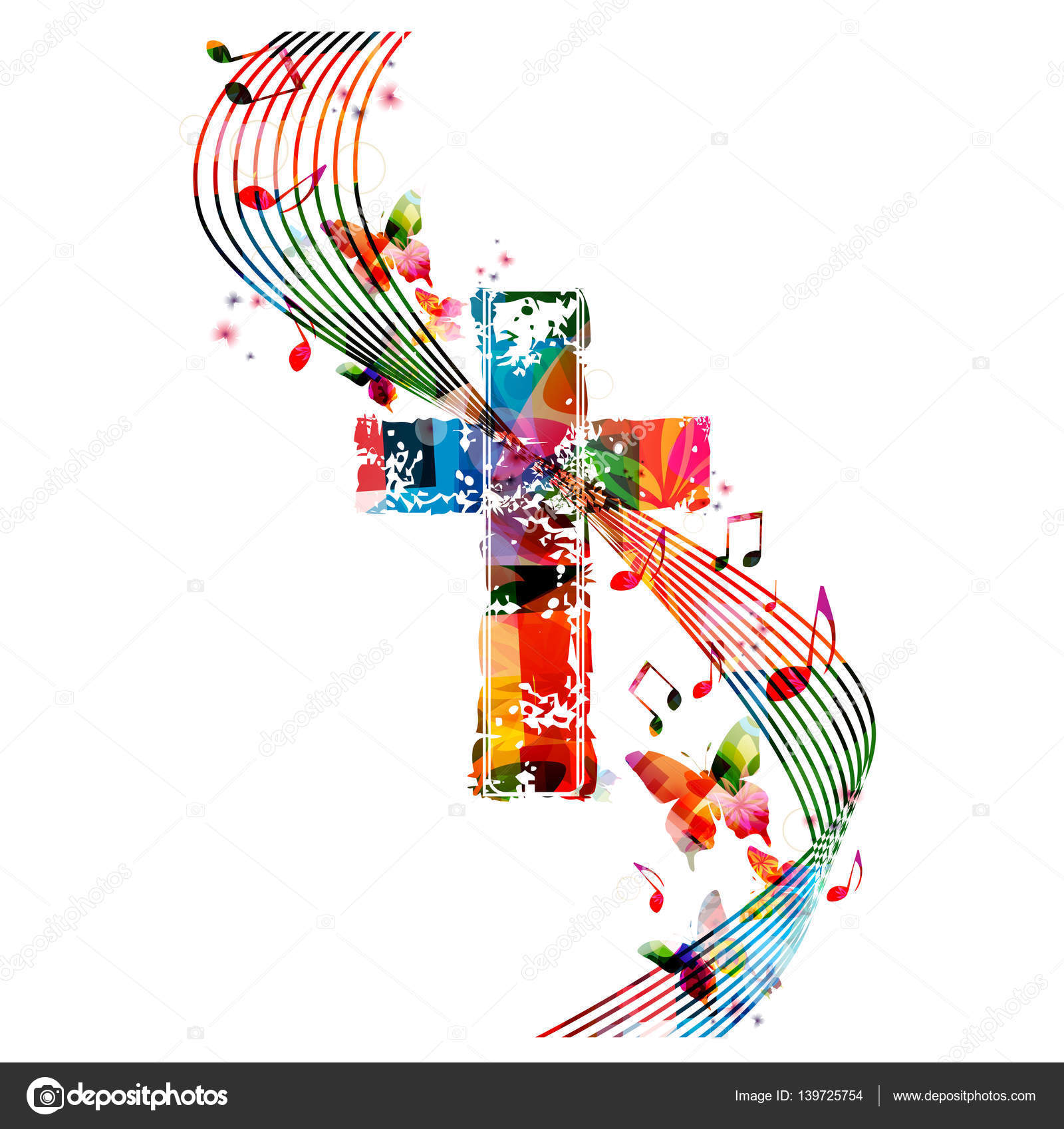 Download Colorful cross with butterflies — Stock Vector ...