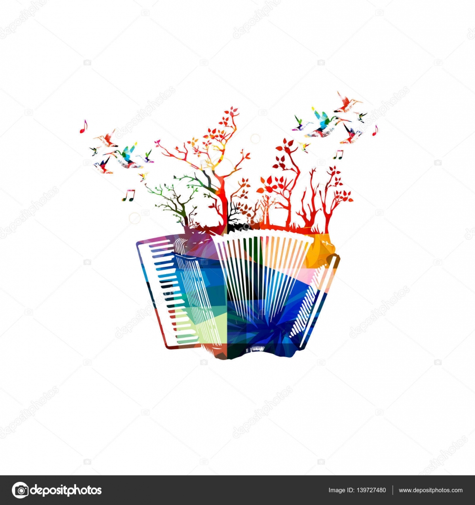 Colorful accordion music style template Stock Vector Image by
