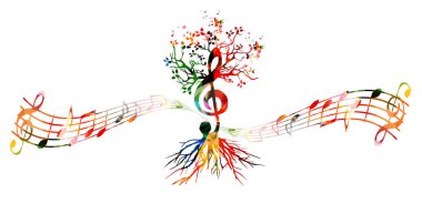 Ağaç müzik notlar ve kelebekler