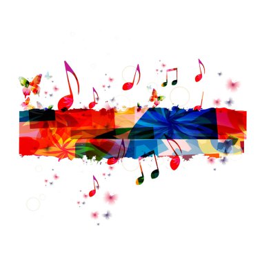 Renkli müzik şablonu ile müzik notlar