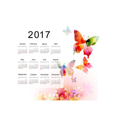 Renkli takvim planlayıcısı 2017 tasarım