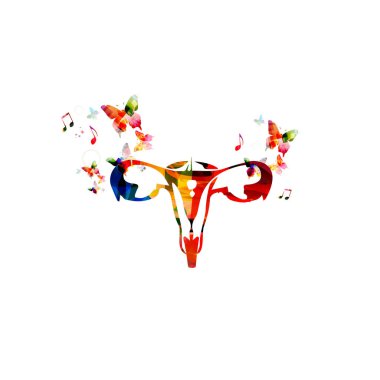 Colorful female reproductive system clipart