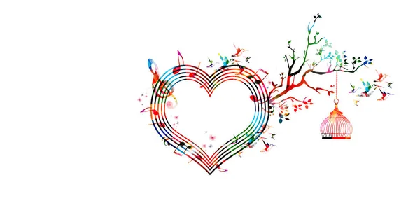 Illustration coeur et notes de musique — Image vectorielle