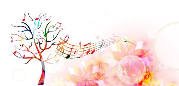 Ağaç müzik notlar ve kelebekler