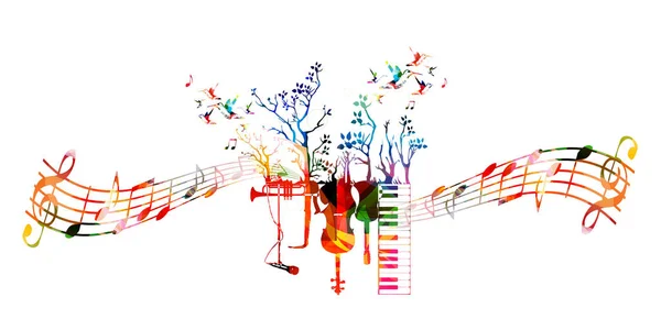 Colorful template with music instruments — Stock Vector