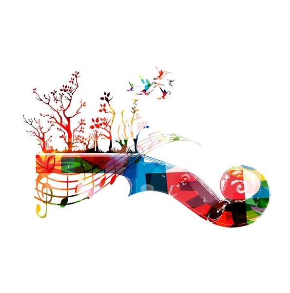 기타 프 렛 보드와 다채로운 음악 배경 — 스톡 벡터