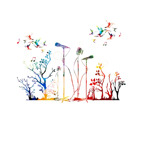 Sinek kuşu ile renkli mikrofonlar