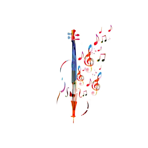 Renkli viyolonsel ve müzik notlar