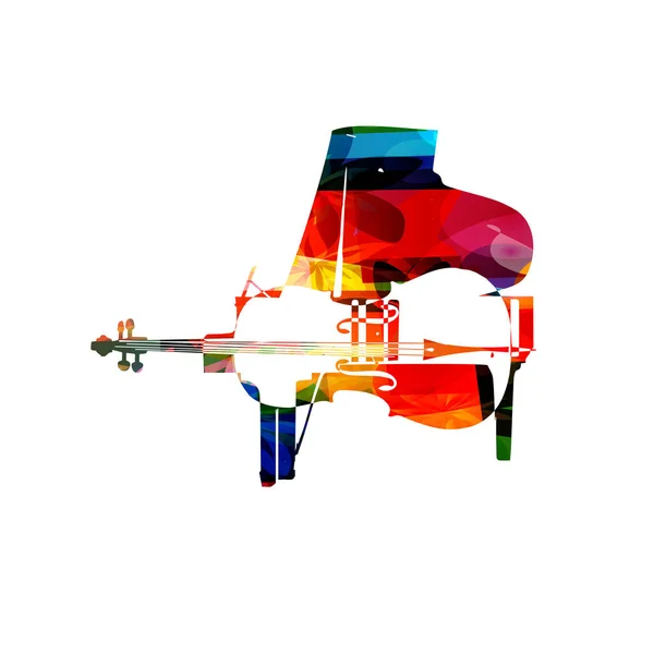 Colorful music concept piano and violoncello — Stock Vector
