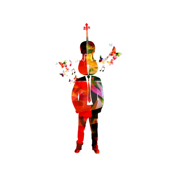 Homme coloré avec tête de violoncelle — Image vectorielle