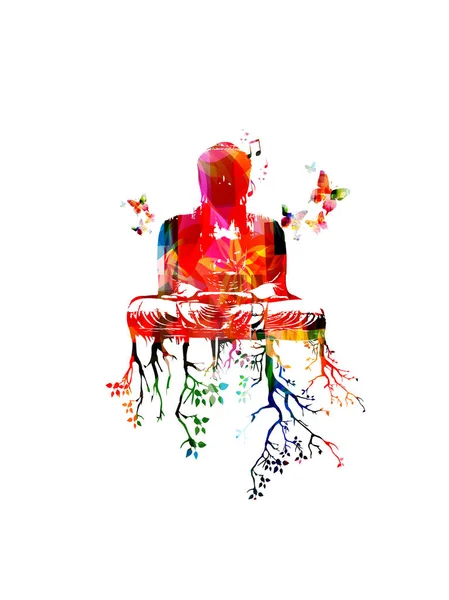 多彩的乔达摩佛坐在冥想 — 图库矢量图片