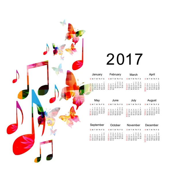 Planificador de calendario colorido 2017 diseño — Vector de stock