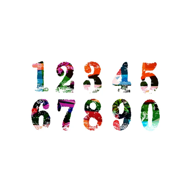 Ensemble de nombres colorés — Image vectorielle