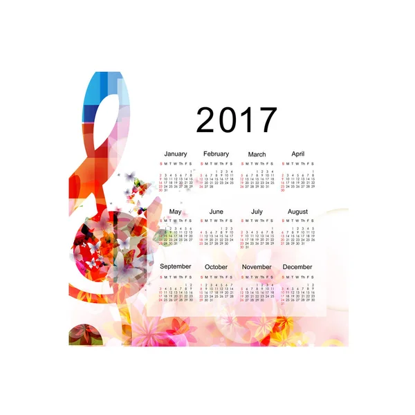 Πολύχρωμο σχεδιασμό σχεδιαστής 2017 ημερολόγιο — Διανυσματικό Αρχείο