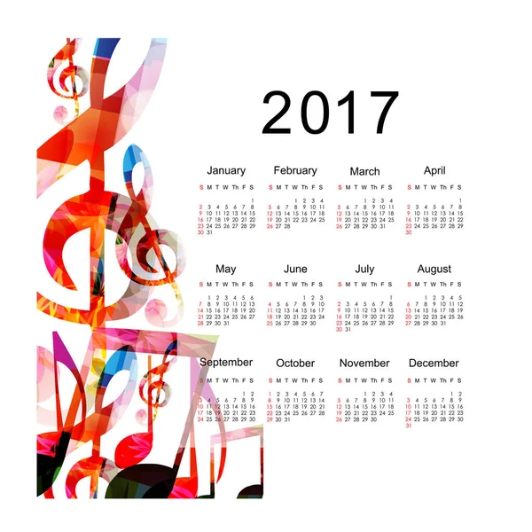 Színes naptár tervező 2017 design — Stock Vector