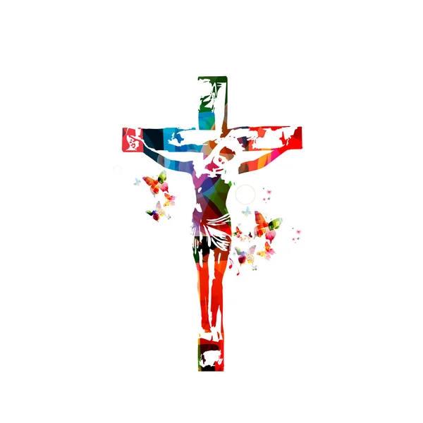 Πολύχρωμο χριστιανικός Σταυρός — Διανυσματικό Αρχείο