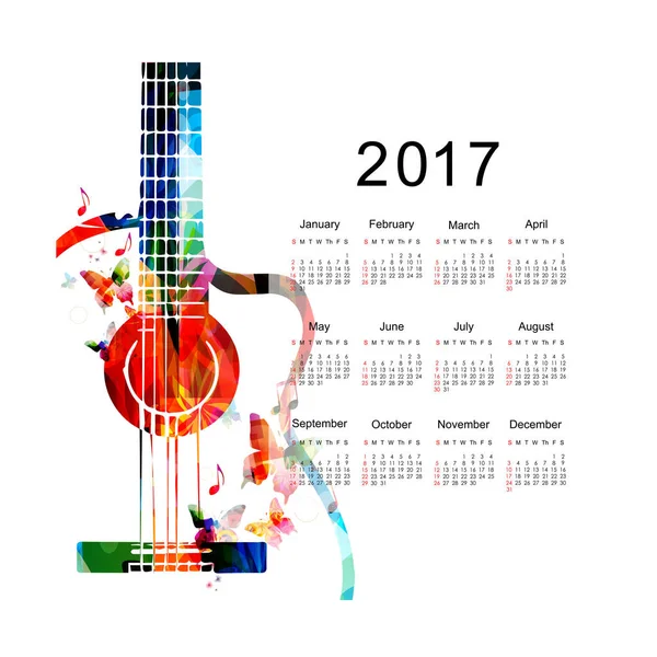Πολύχρωμο σχεδιασμό σχεδιαστής 2017 ημερολόγιο — Διανυσματικό Αρχείο