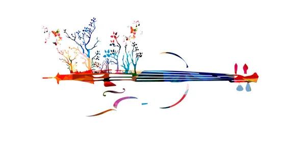 多彩的大提琴和蝴蝶 — 图库矢量图片