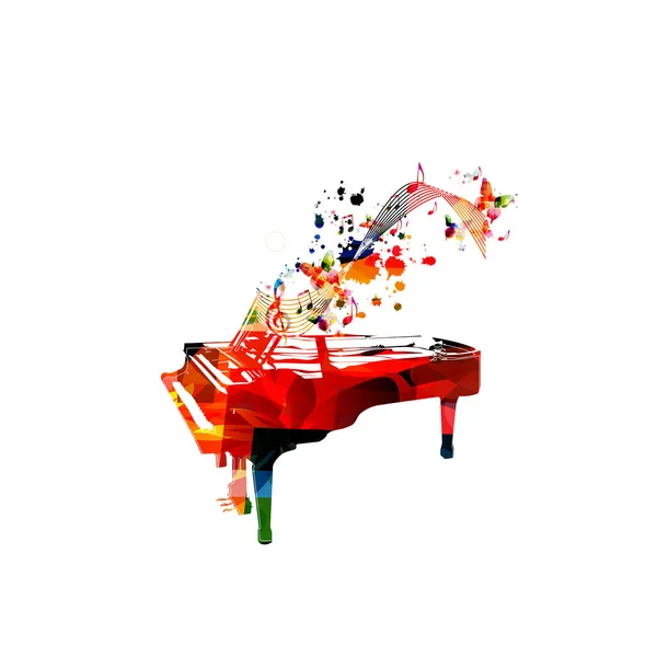 Piano colorido com notas musicais —  Vetores de Stock