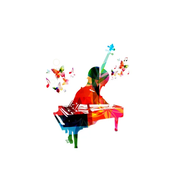 Concetto musicale colorato pianoforte e violoncello — Vettoriale Stock