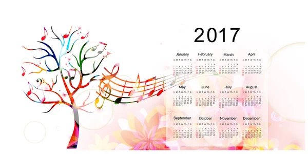 Дизайн барвистого календаря 2017 року — стоковий вектор