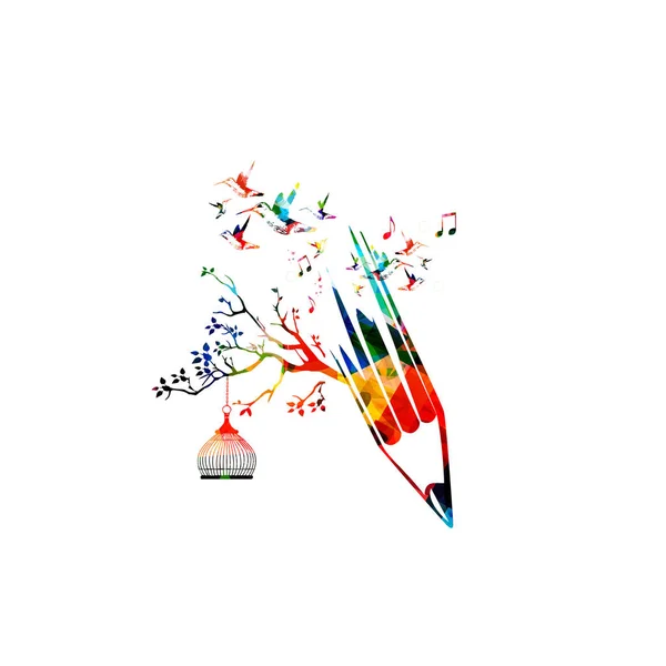 彩色铅笔树 — 图库矢量图片