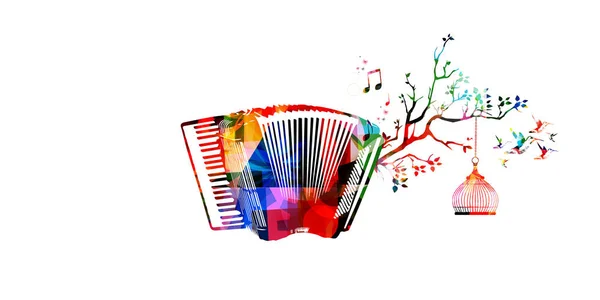 Plantilla de estilo de música de acordeón colorido — Vector de stock