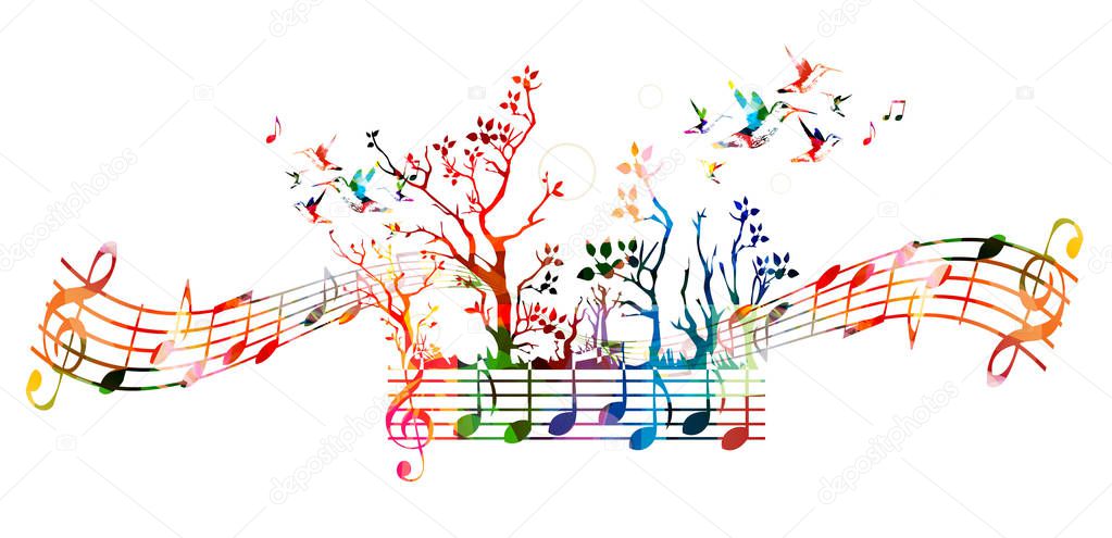 Creative music template with music notes