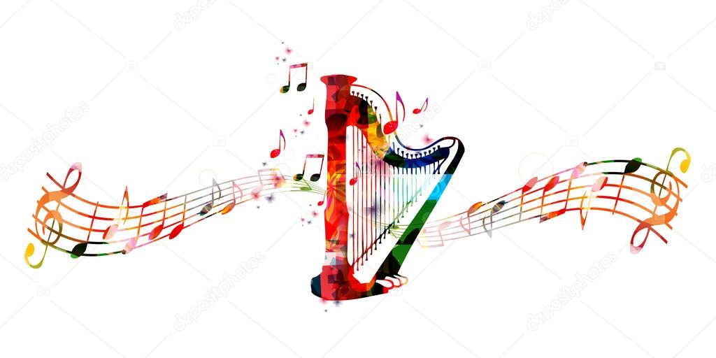 Colorful concert harp