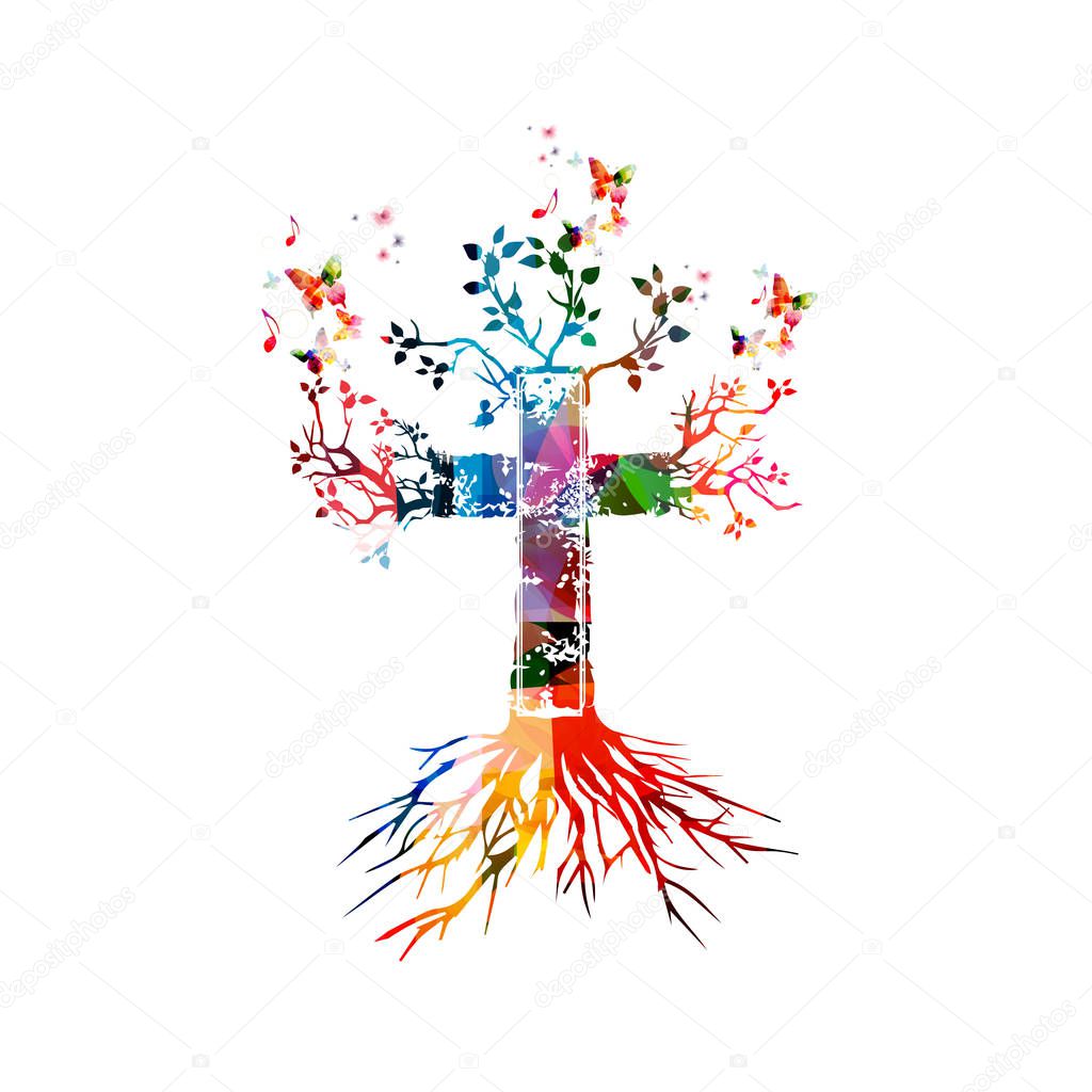 Download Cruz colorida com borboletas — Vetores de Stock ...