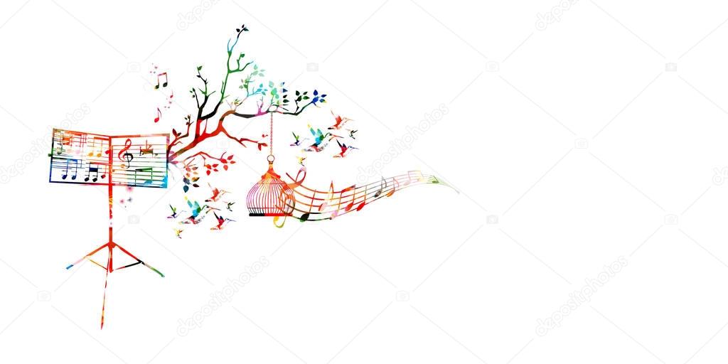 Creative music template with music notes