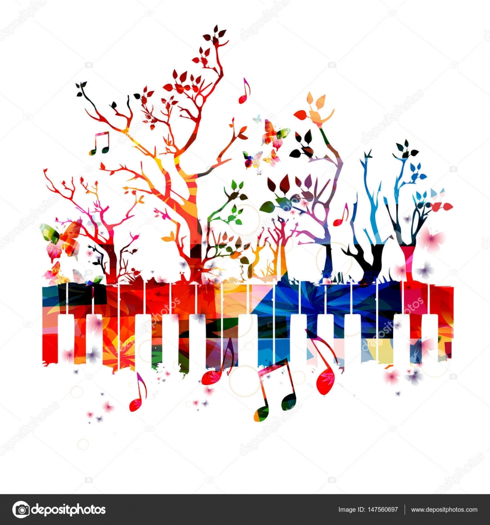 Piano keyboard with trees — Stock Vector © abstract412 147560697