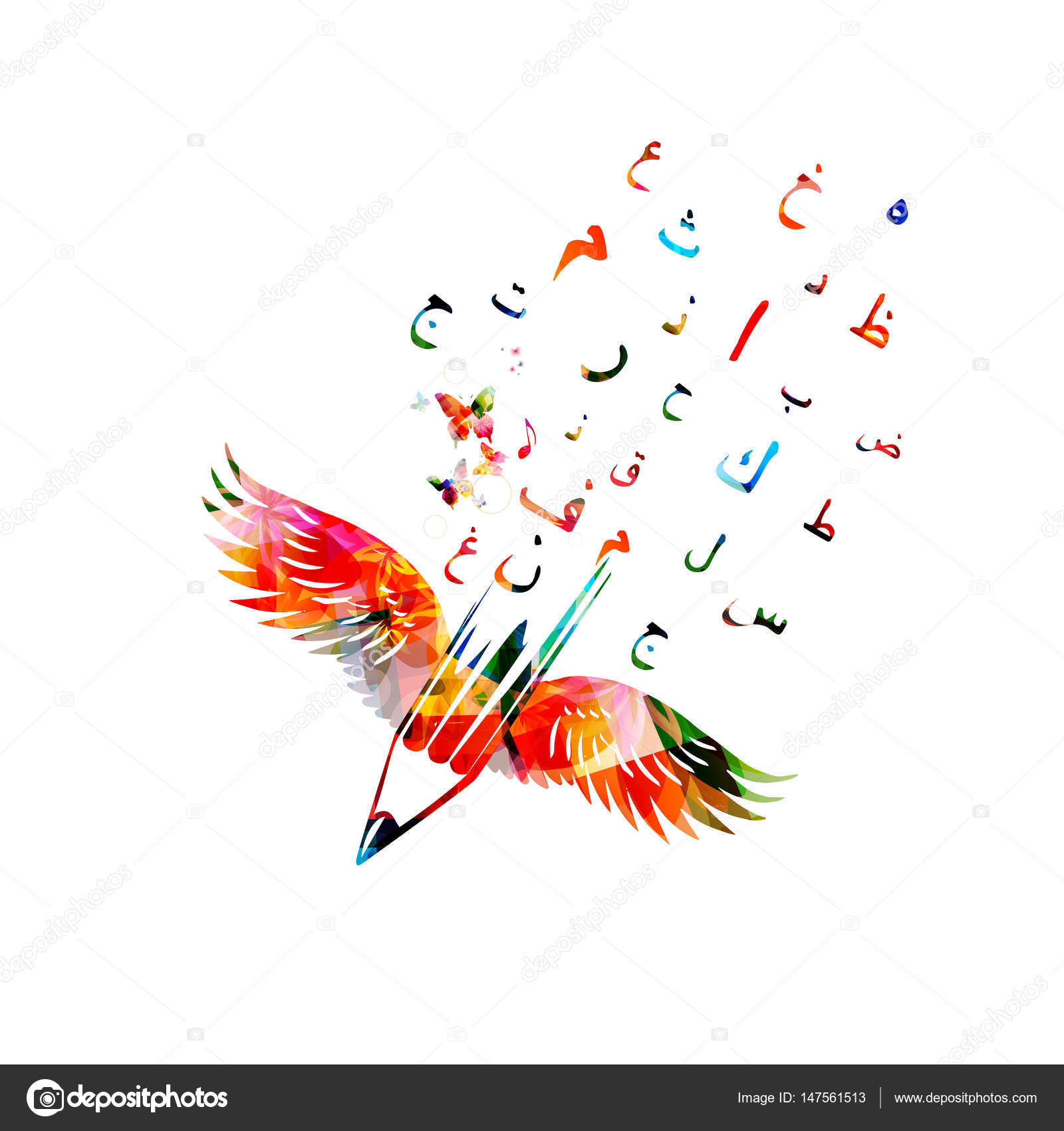 Pencil With Arabic Calligraphy Symbols Stock Vector Image By C Abstract412 147561513