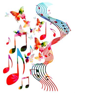 Renkli arka plan ile müzik notlar