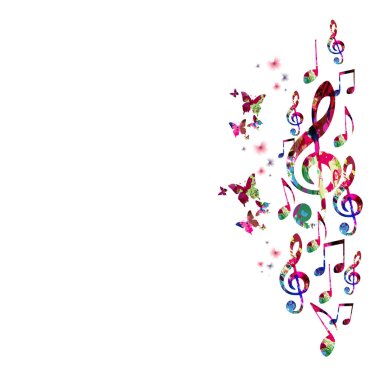 Colorful background with music notes clipart