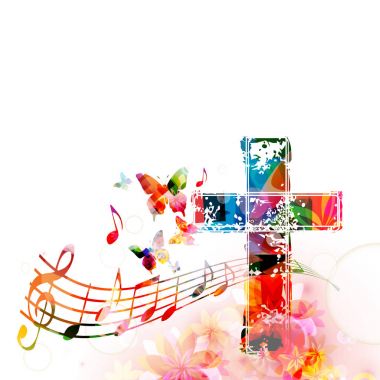 Müzik notaları ile renkli çapraz
