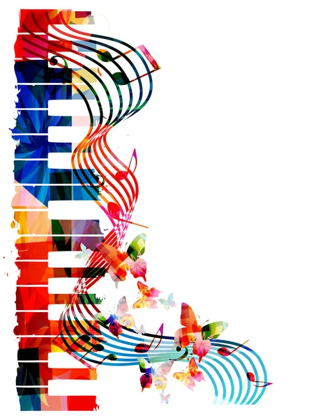 Clavier pour piano avec notes de musique — Image vectorielle