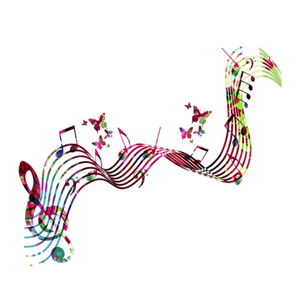 Fondo colorido con notas musicales — Vector de stock