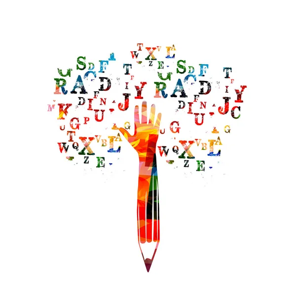 insan eli ve alfabe harfleri kalem