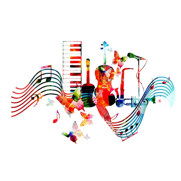 Coloridos instrumentos musicales — Vector de stock