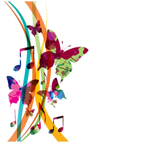 Fondo colorido con notas musicales — Vector de stock