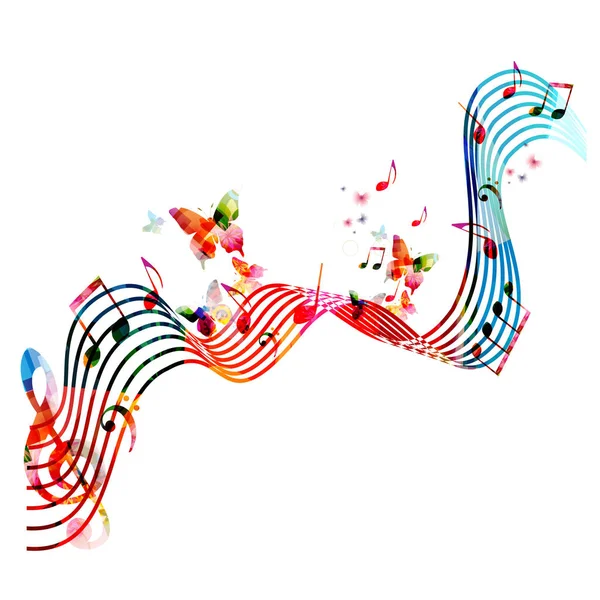 Fond coloré avec des notes de musique — Image vectorielle
