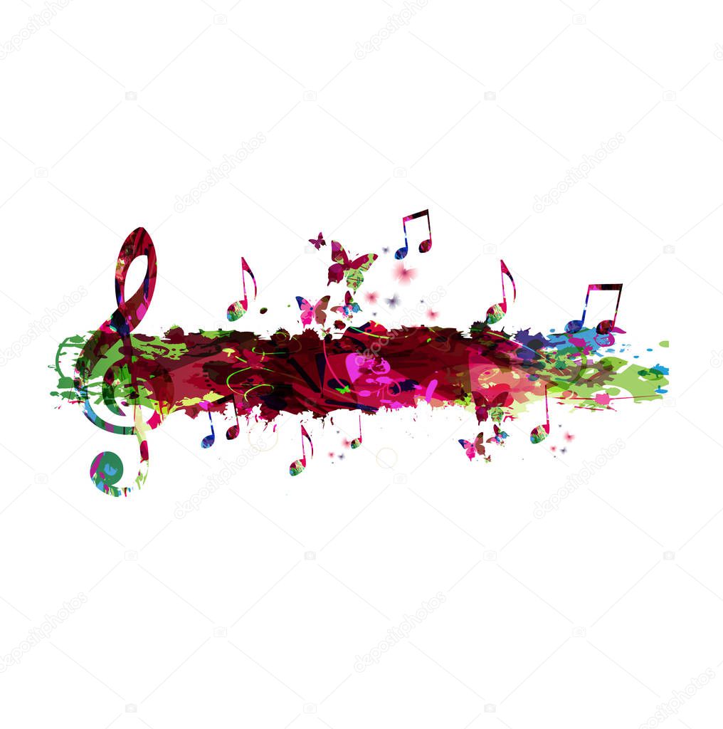 Colorful background with music notes