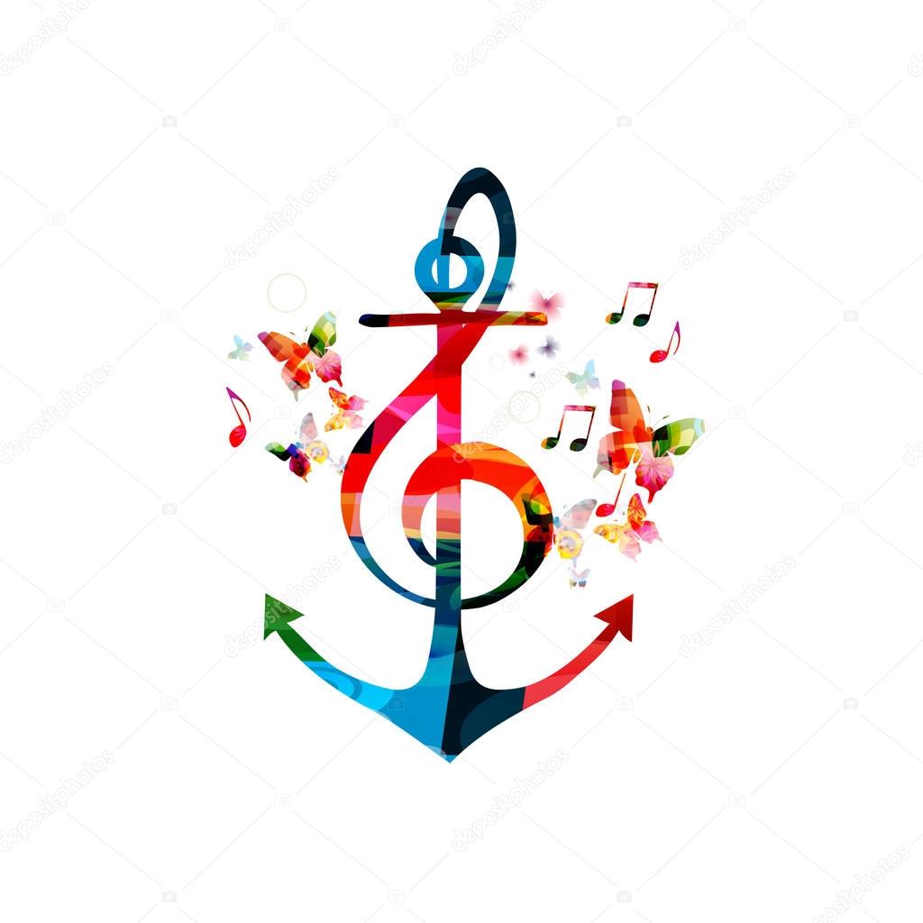  Colorful G-clef with anchor