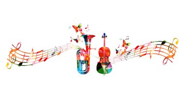 Colorful euphonium and violoncello clipart